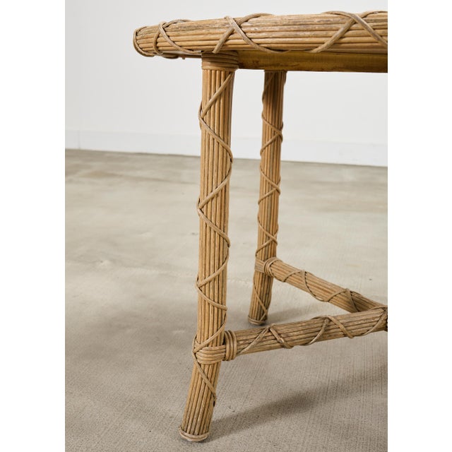 Pair of Danny Ho Fong Organic Modern Rattan Marble Tables For Sale - Image 11 of 18