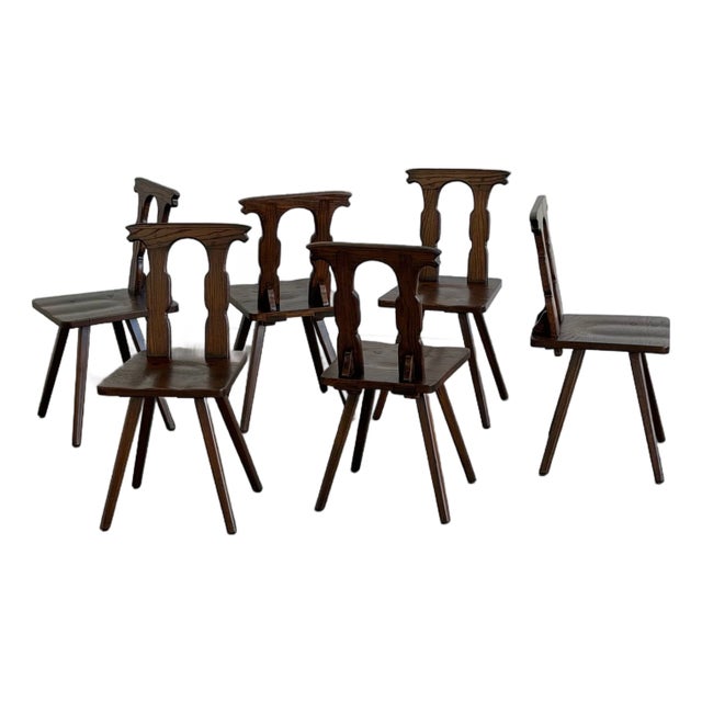 Antique Carved Oak Revival Dining Chairs — Set of 6 For Sale