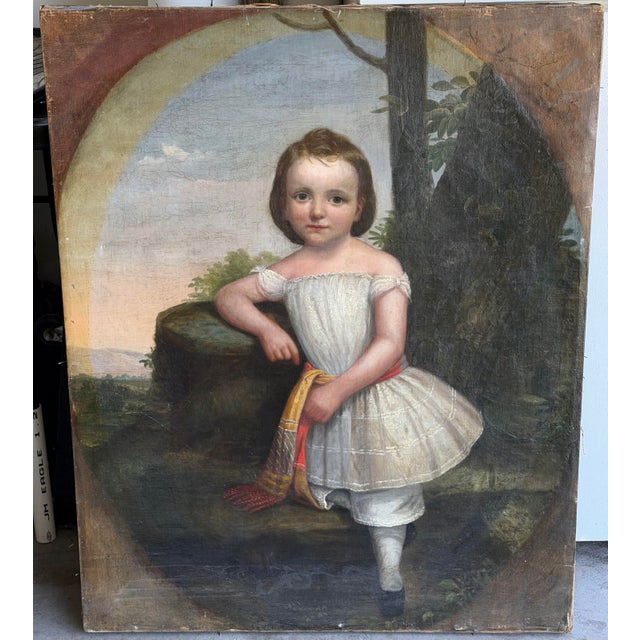 The American School 19th-Century American School Oil Portrait of a Child, C. 1840–1860 For Sale - Image 3 of 12