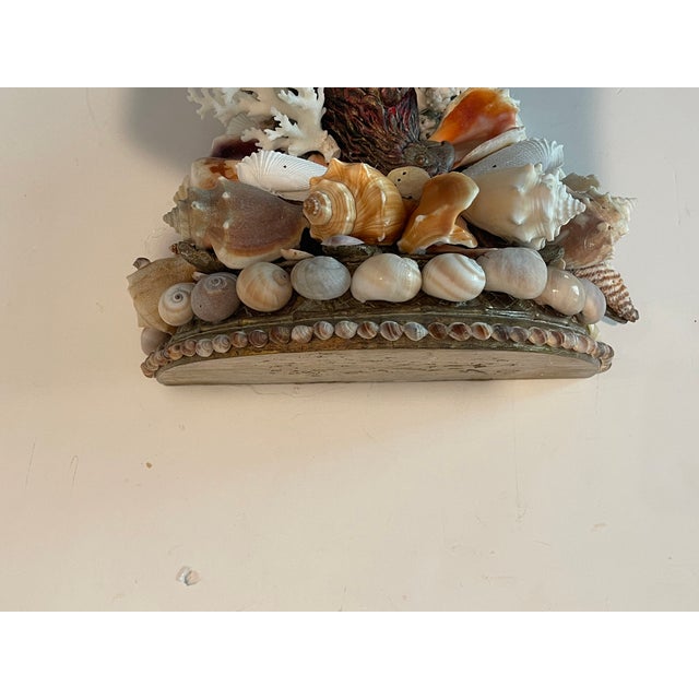1970s Fabulous Sea Shell Encrusted Wall Bracket With Parrot For Sale - Image 9 of 9