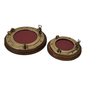 1970s Pair of Brass Hinged Maritime Porthole Picture Frames With Original Felt | Great Lakes