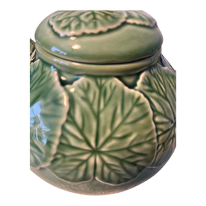 Vintage Bordallo Pinheiro Majolica Greanium Green Teapot