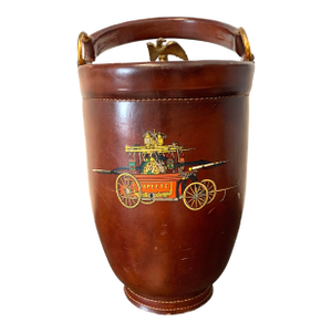 1950s Mid Century Modern Loyal Papeete Leather Wrapped Fire/Ice Bucket