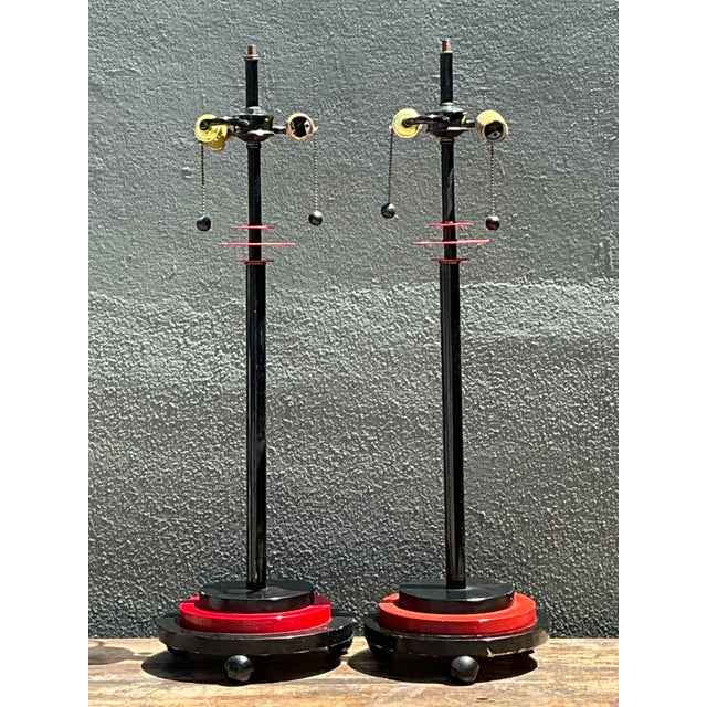 Vintage Postmodern Stacked Disc Lamps - A Pair For Sale In West Palm - Image 6 of 12
