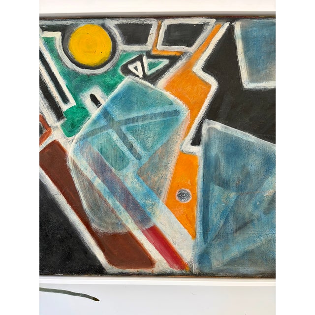 Mid-Century Modern 1950s Abstract Landscape "Haystacks in Moonlight" For Sale - Image 3 of 8