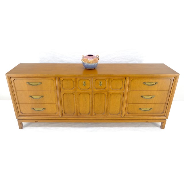 Mid Century 80” Long 9 Drawers Dresser Credenza Two Drawer Compartment MINT For Sale - Image 9 of 17