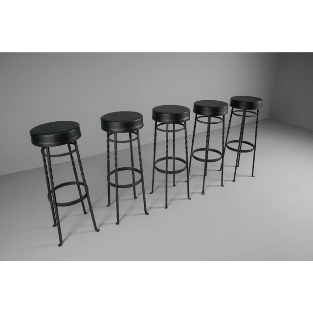 1960s Iron Bar Stools, 1950s, Set of 5 For Sale - Image 5 of 8