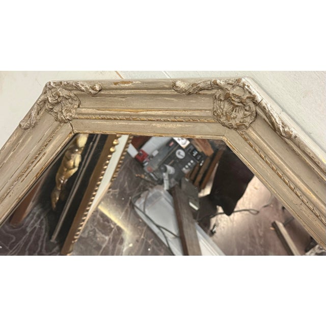 Mid 20th Century Mid-Century French Provincial Style Painted Gray & Gilt Carved Mirrors - Pair For Sale - Image 5 of 9