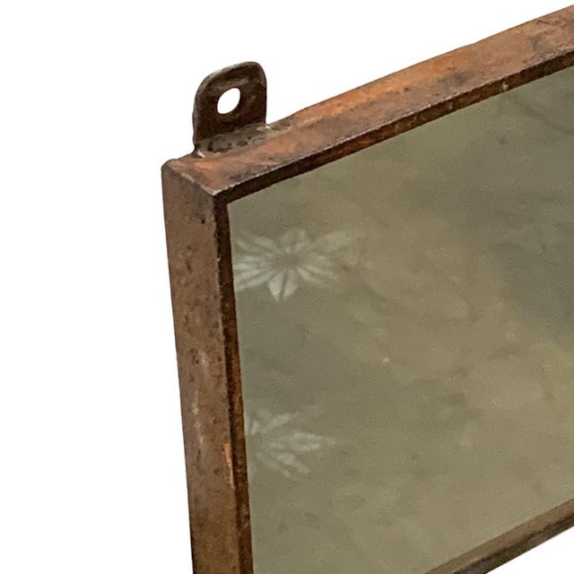 Rustic 1960s Heavy Metal Frame Mirror For Sale - Image 3 of 4
