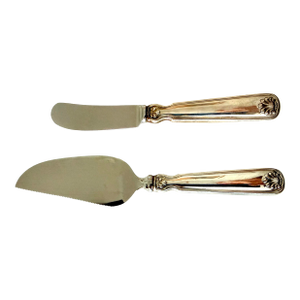 Late 20th Century Tiffany & Co. Sterling Silver Shell & Thread Cheese Server & Knife Set