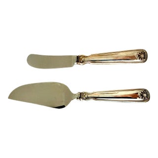 Tiffany & Co. Sterling Silver Shell & Thread Cheese Server & Knife Set For Sale