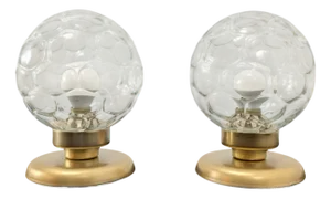 Brass and Murano Glass Table Lamps, 1970s, Set of 2