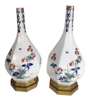 Late 19th Century Japanese Porcelain Vases With Bronze Doré - a Pair