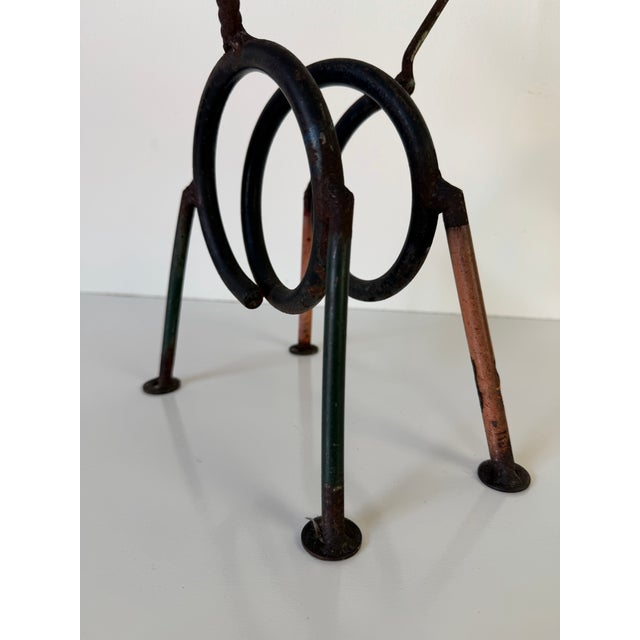 Metal Vintage Handmade Folk Art Metal Cat Sculpture For Sale - Image 7 of 12