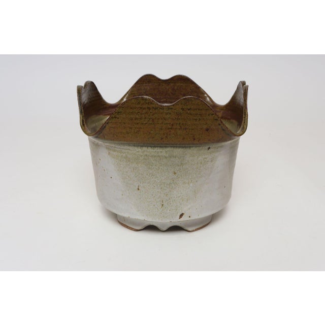Mid-Century Modern Vintage Brown and Pale Gray Studio Pottery Square Planter by Deanna Nichols For Sale - Image 3 of 17