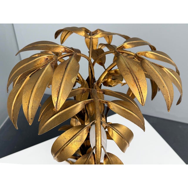 Gold Gold-Plated Palm Tree Table Lamp by Hans Kögl, Germany, 1970s For Sale - Image 8 of 10
