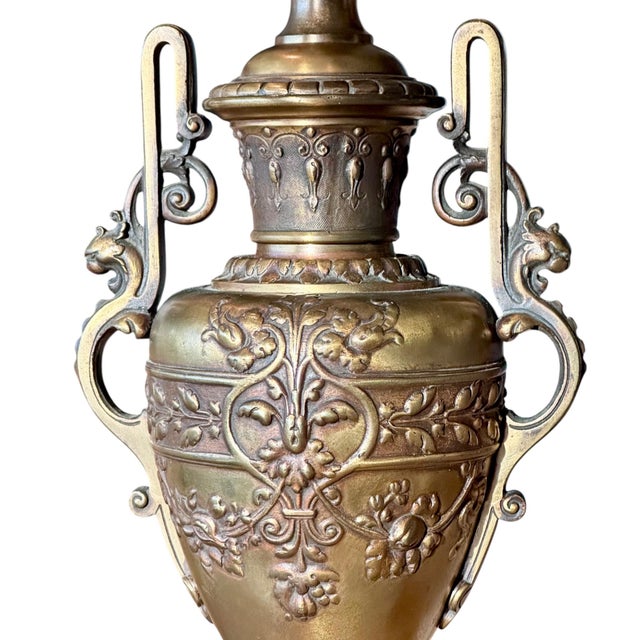 Cast Metal Candelabra Table Lamp With Red Marble Base For Sale In New York - Image 6 of 6