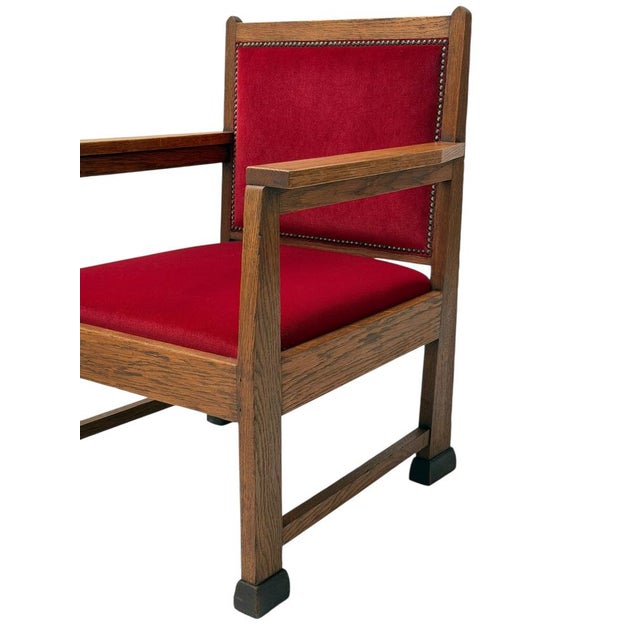 Wood Art Deco Lounge Chairs in Oak and Velvet by Architect Schubad, 1920s, Set of 2 For Sale - Image 7 of 16