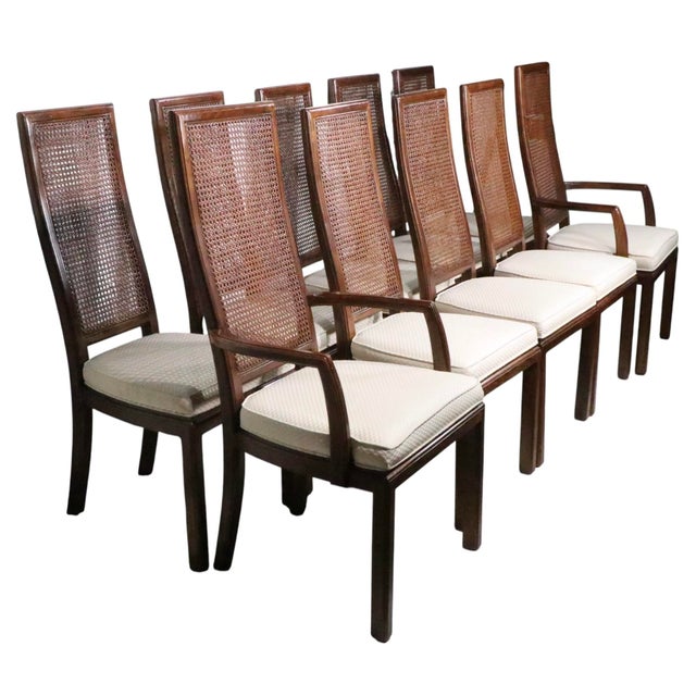 Wood Set of Ten Cane Back Dining Chairs by Henredon C. 1980's For Sale - Image 7 of 12