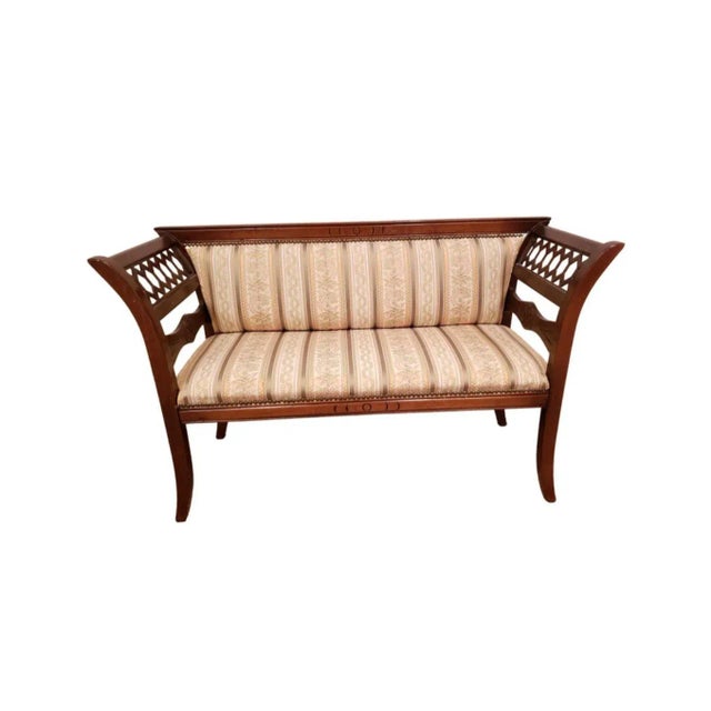 Brown Chippendale Mahogany Upholstered Settee, Circa 1980s For Sale - Image 8 of 9