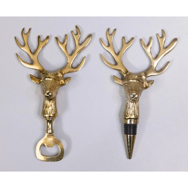 Vintage Reindeer Stag Barware Bottle Opener & Stopper - Set of 2 For Sale In Houston - Image 6 of 6