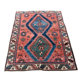 1910s Antique Tribal Caucasian Kazak Rug - 4' 6'' X 6' 6'' For Sale