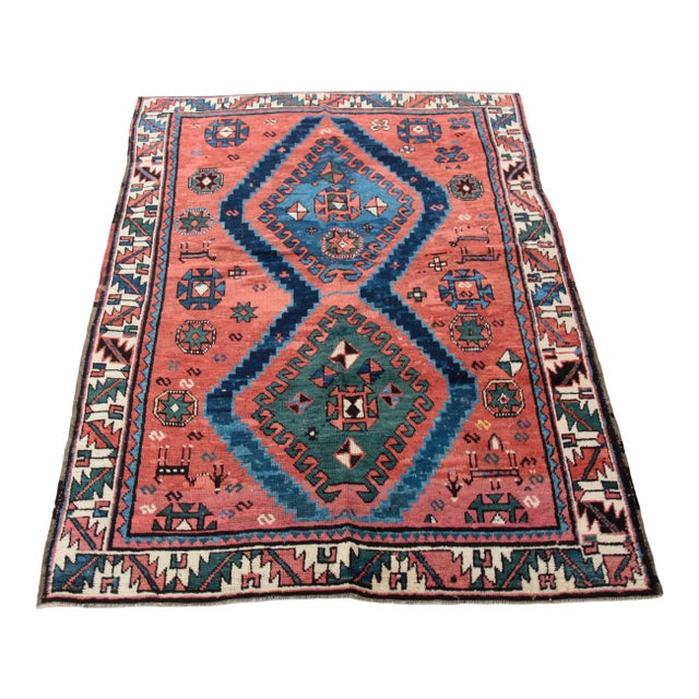 1910s Antique Tribal Caucasian Kazak Rug - 4' 6'' X 6' 6'' For Sale