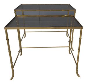 Brass and Faux Bamboo Nesting Tables, 1960s, Set of 2