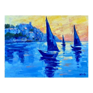 Original Oil Painting – Golden Hour Regatta - Nautical For Sale
