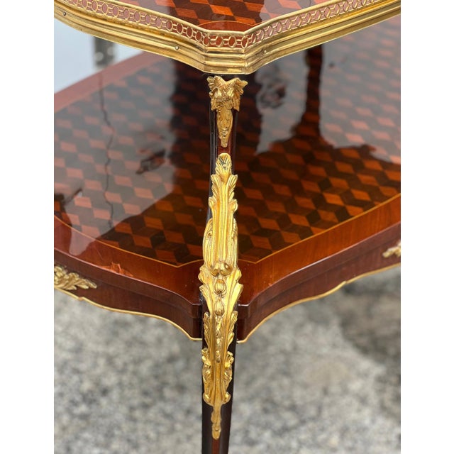 1960s 1960s Parquetry Two Tier Tea Table For Sale - Image 5 of 6