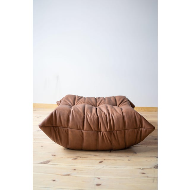 Ligne Roset Brown Leather Togo Living Room Set by Michel Ducaroy for Ligne Roset, Set of 5 For Sale - Image 4 of 18