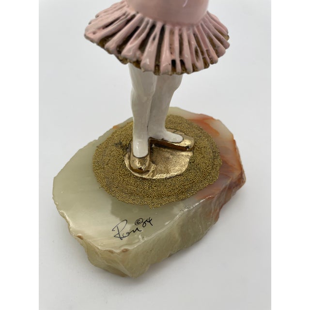 Vintage Ron Lee Ballerina Clown Sculpture on Natural Onyx Base, Signed 1984 For Sale In Los Angeles - Image 6 of 12