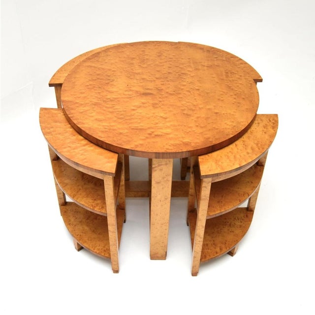 Art Deco Birds Eye Maple Nesting Coffee Tables, 1930s, Set of 5 For Sale - Image 4 of 13