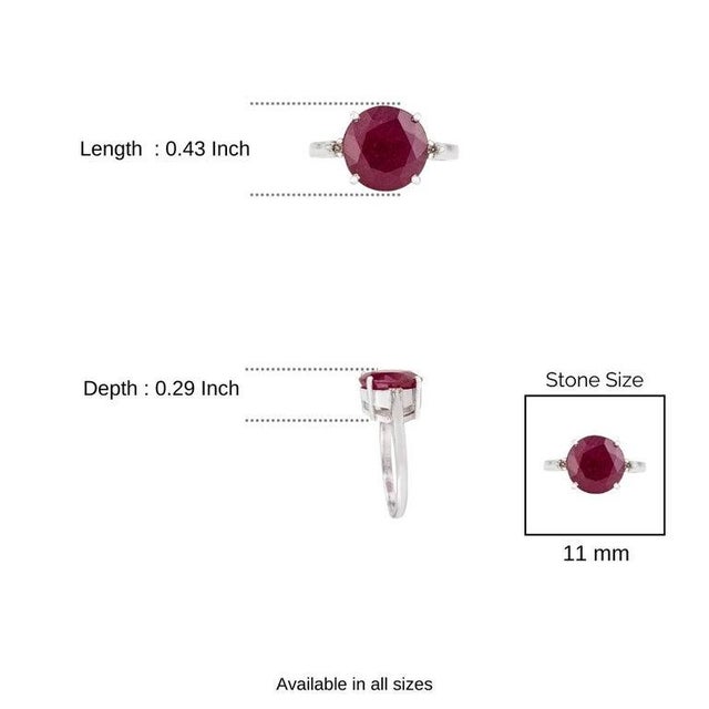 Ruby Solitaire Ring With Diamond in 925 Sterling Silver - Size 6.5 For Sale - Image 10 of 12