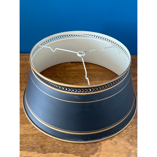 Vintage Bouillotte Table Lamp — Black Tole & Gilt Metal, Three-Light French Style, Circa 1970s For Sale - Image 18 of 18