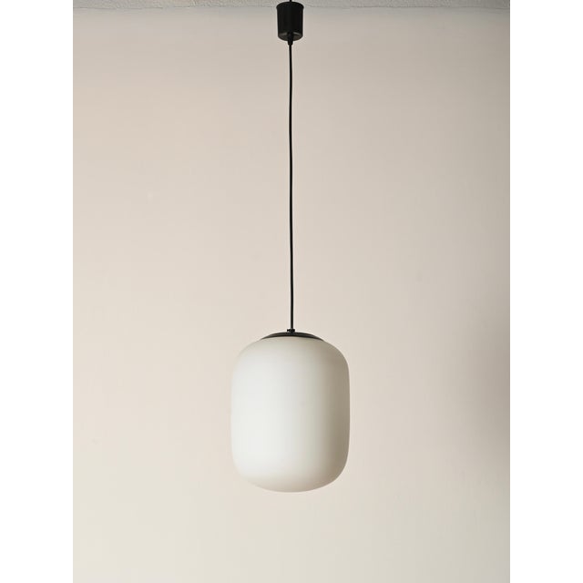 Mid-Century Pendants in Opaline Glass and Metal from Stilnovo, Italy, 1960s, Set of 2 For Sale - Image 9 of 12