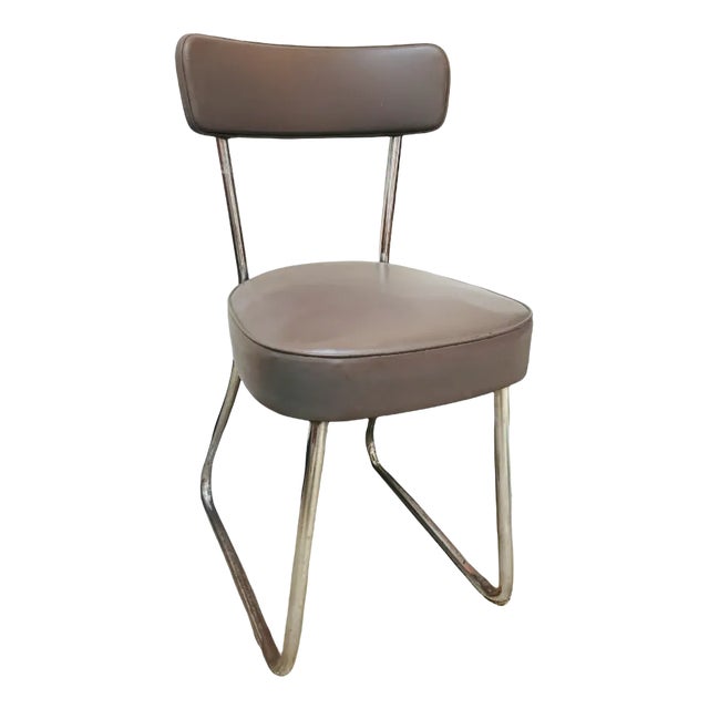 Set of Mid-Century Leatherette & Tubular Steel Chairs For Sale