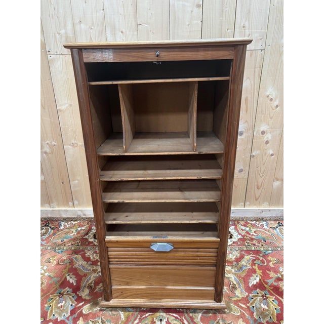 Vintage Roll-Top Filing Cabinet in Oak, 1950s For Sale - Image 6 of 10