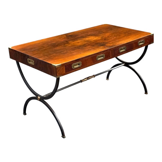 Late 19th/Early 20th Century Italian Rosewood and Walnut Wrought-Iron Campaign Desk For Sale