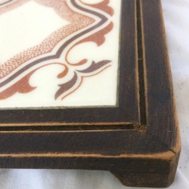 Vintage 70’s Arts and Crafts Brown Mexican Tile Trivets - Pair For Sale - Image 10 of 13