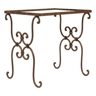 20th Century French Brass Coffee Table With Glass Top For Sale