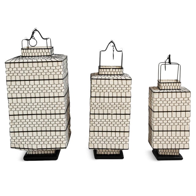 Nautical Vintage Square Wire Pendant Lantern Large For Sale - Image 3 of 6