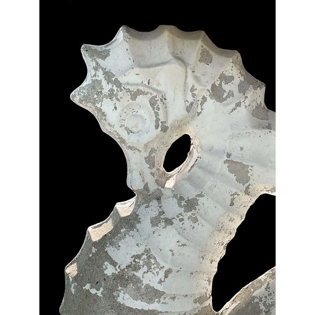 White Vintage Three Seahorses Birdbath Concrete For Sale - Image 8 of 18