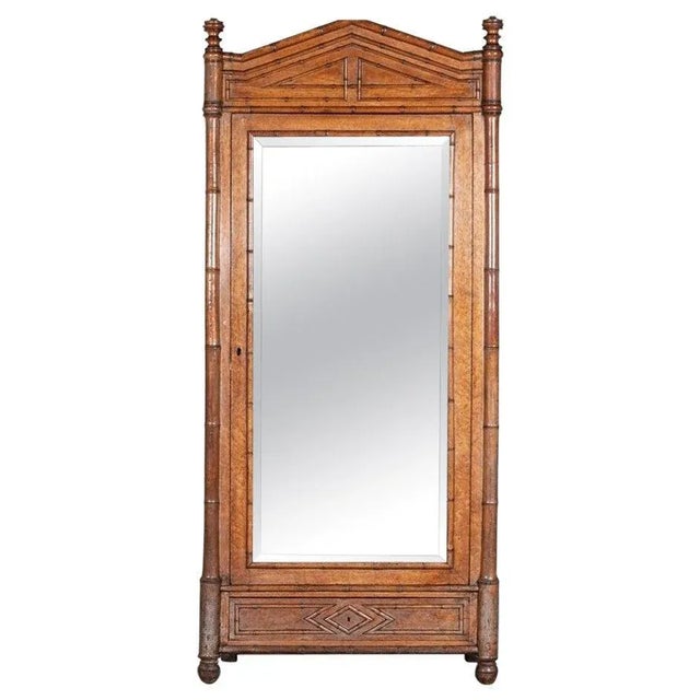 19th Century French Faux Bamboo Walnut Mirror, 1870s For Sale - Image 13 of 13
