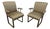 Vintage Mastercraft Upholstered Brass Arm Chairs - Set of 2 For Sale