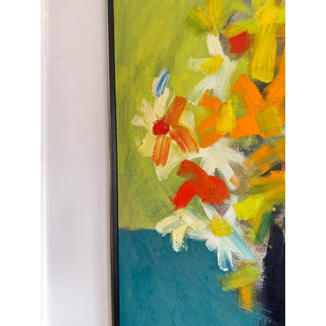Mid 20th Century Mid-Century Modern Abstract Floral Painting Signed For Sale - Image 5 of 9