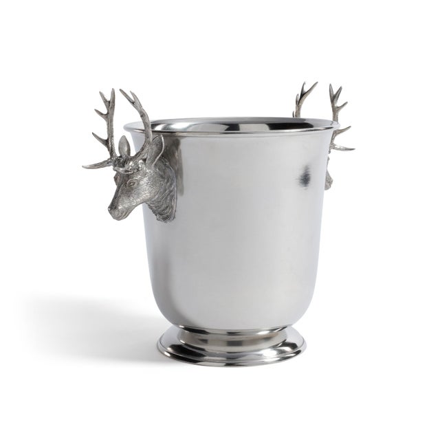 Bring refined elegance to your bar or dining area with this pewter champagne and wine cooler. Designed with striking stag...