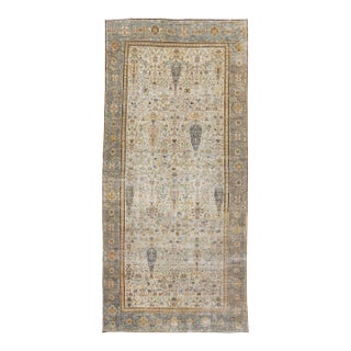 Late 19th Century Beige 19th Century Persian Malayer Gallery Wool Rug With Allover Design For Sale