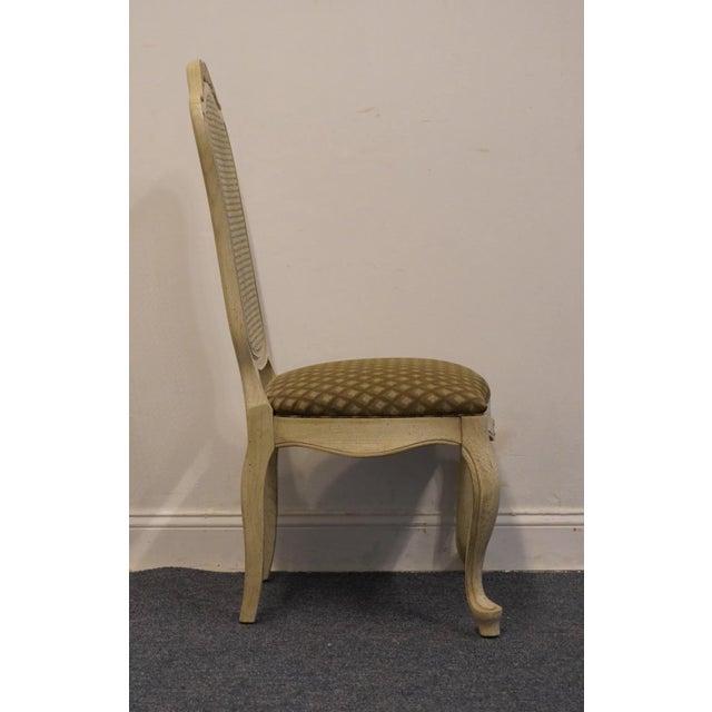 Wood Century Furniture Cream / Off White Painted Contemporary Country French Style Cane Back Dining Side Chair For Sale - Image 7 of 9