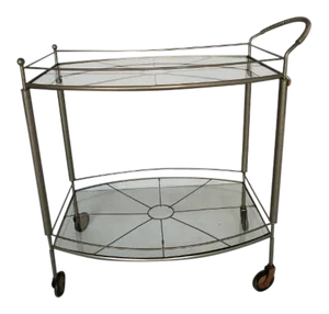 Vintage 2-Tier Glass Bar Cart